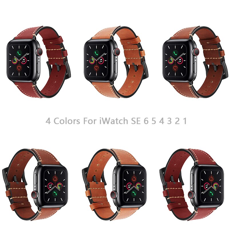 New Leather Bracelet for Apple Watch Band 6 SE 5 4 40mm 44mm Belt Wristband Strap for iWatch Bands Series 3 38mm 42mm Watchband