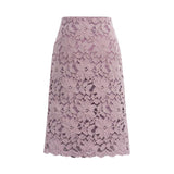 Lace Knee Length High Waisted Women Elegant Summer Korean Style Midi Skirts