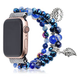 Fashion Women Beads Strap for Apple Watch Band Series 5 4 3 Jewelry Bracelet for IWatch 40/44/38/42mm Belt with Metal Steel Band