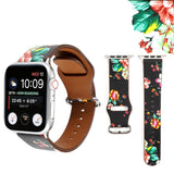 Floral Leather strap for apple watch band 42/44/38/40mm Wristband Sport Replacement Womens Bracelet For iWatch Series 5 4 3 2 1