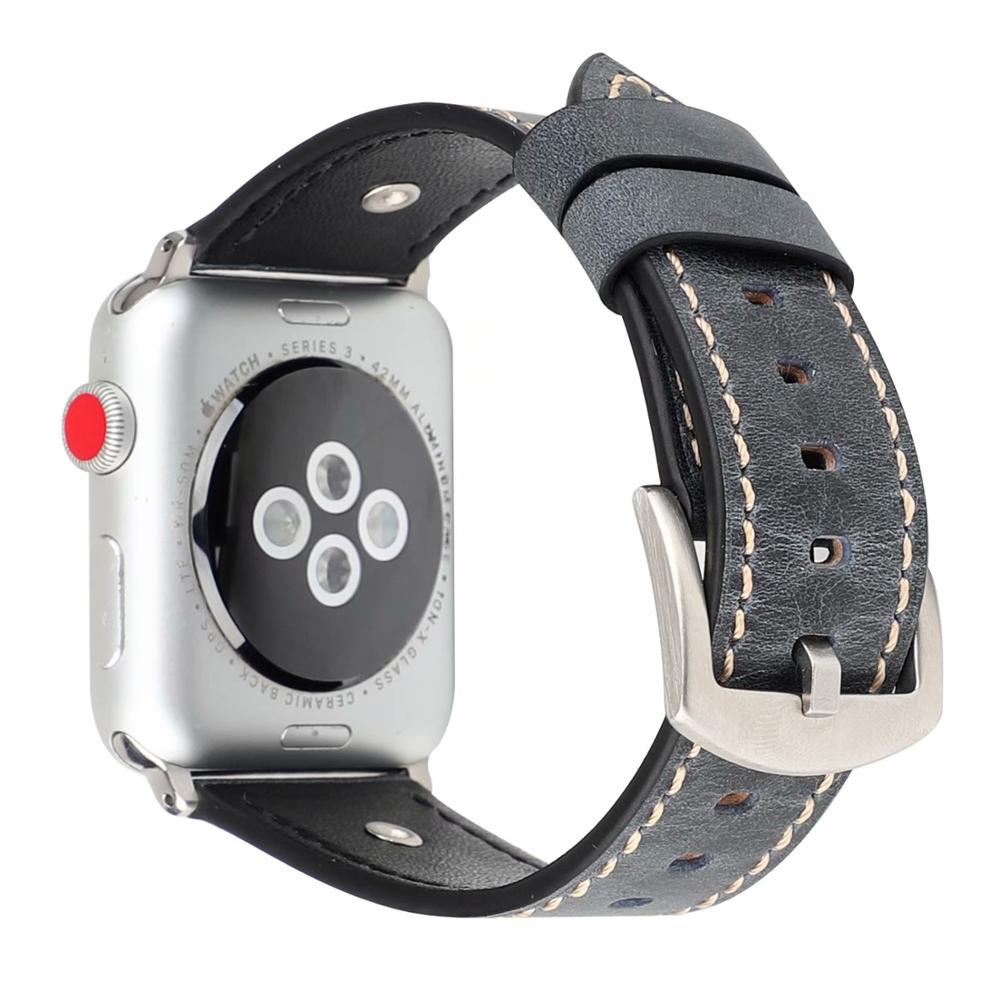 Band For Apple Watch 5/4 44mm 40mm Leather Watchband Replacement Bracelet Strap Sport Loop for iwatch series 3/2/1 42mm 38mm