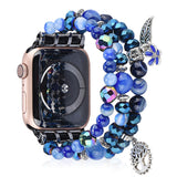 Blue Crystal Beads Strap for Apple Watch SE Series 6 5 4 3 Band Women Jewelry Bracelet for iWatch 40mm 44mm 38mm 42mm Wrist Belt