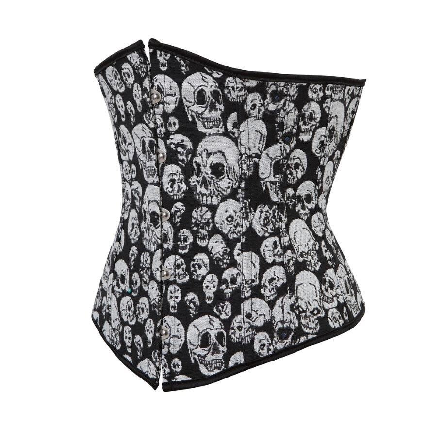 Women Sexy Gothic Skull Print Underbust Corset Burlesque Waist Cincher Body Shaper Corset Bustier Lingerie Top Plus Size Korsett