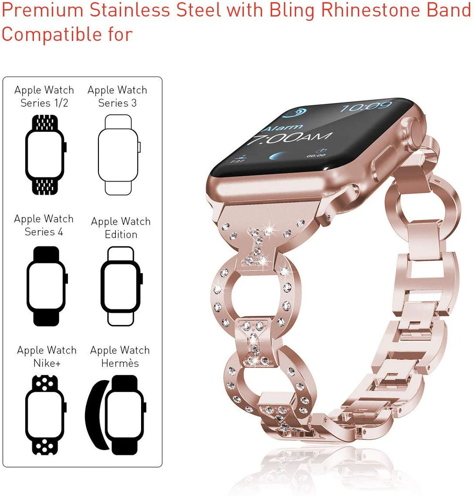 Women Stainless Steel Strap for Apple Watch 40mm 44mm iwatch 5 4 Band Diamond Bracelet for Apple Watch 38mm 42mm Series 3 2 1