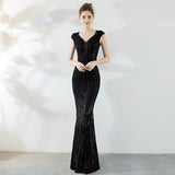 Royal Blue Sequins Evening Dress Elegant Beading Long Evening Party Dress