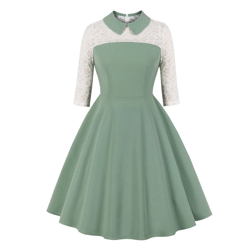 Light Green Peter Pan Collar A-Line Lace Sleeve Vintage Rockabilly Dre jetechband Light Green Peter Pan Collar A-Line Lace Sleeve Vintage Rockabilly Dre jetechband