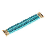 Blue Turquoise Beads Bangle Strap For Apple Watch Band 40mm 42mm 38mm 44mm Elastic Bracelet For iWatch Series 1 2 3 4 5 6 SE