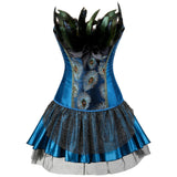 Size S-6XL Burlesque Overbust Corsets Embroidery Peacock Princess Corset Showgirl Dance Tutu skirt Cosplay Feathers Bustier