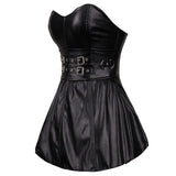 Sexy Corset Gothic Slimming Body Shaper Pole Dancing Party Mini Dress Faux Leather Corselet Plus Size Corsets Bustiers Dress