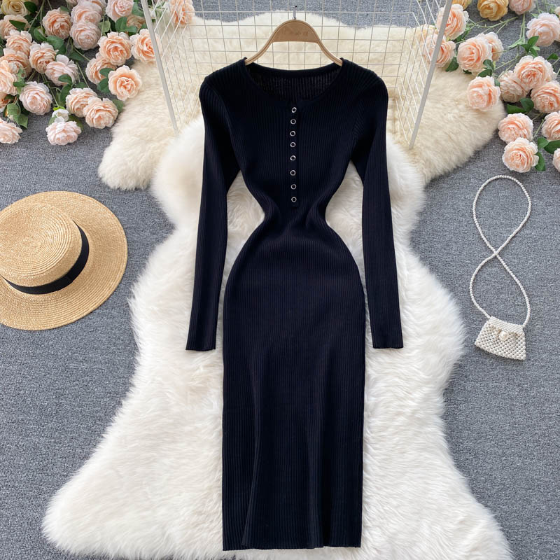 sachin and babi light blue dress VIMLY Long Dresses 2026 Winter Woman Elegant Wool Blend Knitted Evening  Dress A-line Round Neck Slim Bodycon Midi Dress 73533