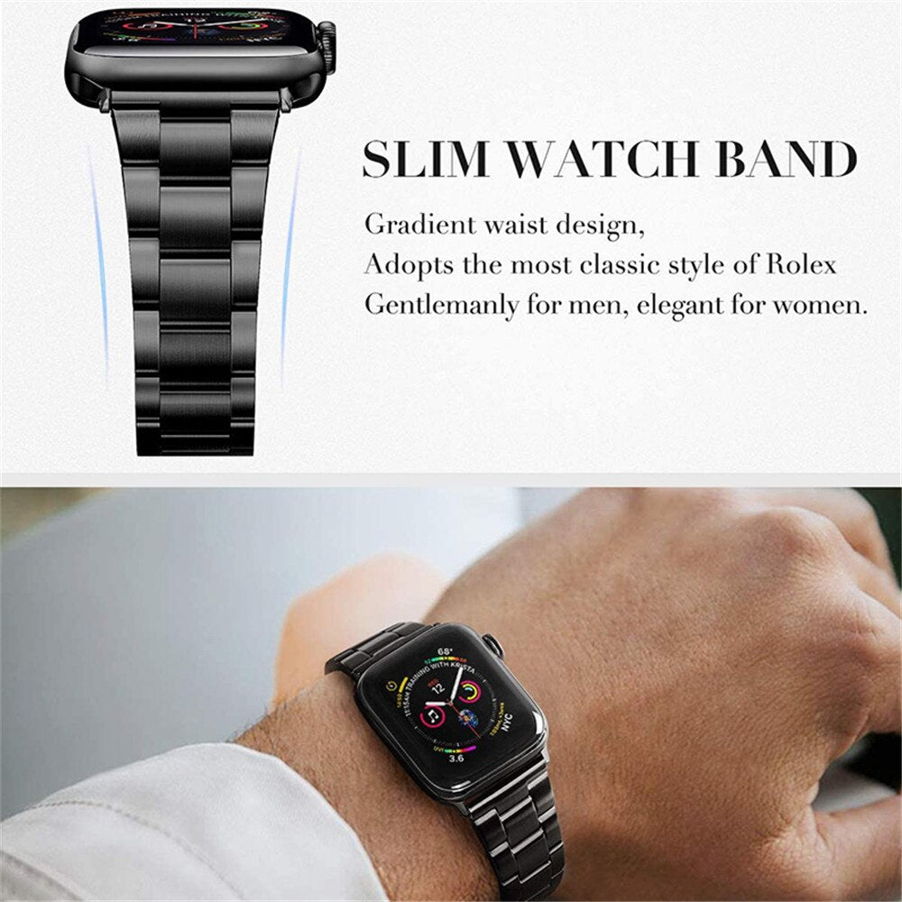 New Stainless Steel Strap for Apple Watch Band 6 5 44mm 40mm Metal Bracelet for iWatch Serie 6 SE 3 4 42mm 38mm adjustable bands