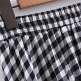 Plaid Vintage Loose Large Swing Pleated Skirts School High Waist A-Line Long Maxi Skirt