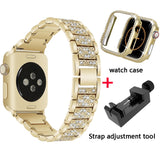 Diamond Band + case For Apple Watch 40mm 44mm 38mm 42mm iWatch series 5 4 3 2 1 bracelet apple watch stainless steel strap women