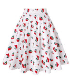 School Checkered Plaid Casual Skirt Women Red and White 50s High Waist Rockabilly Cotton Summer Vintage Swing Women Skirts