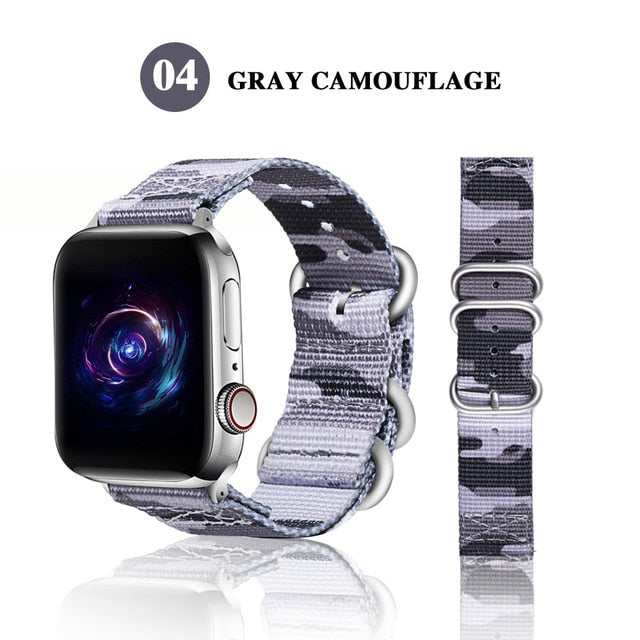 Band for Apple Watch 6/5/4/3/2/1 38MM 40MM 42MM 44MM Nylon Camouflage Strap For Apple Watch Bands Iwatch Series Accessories