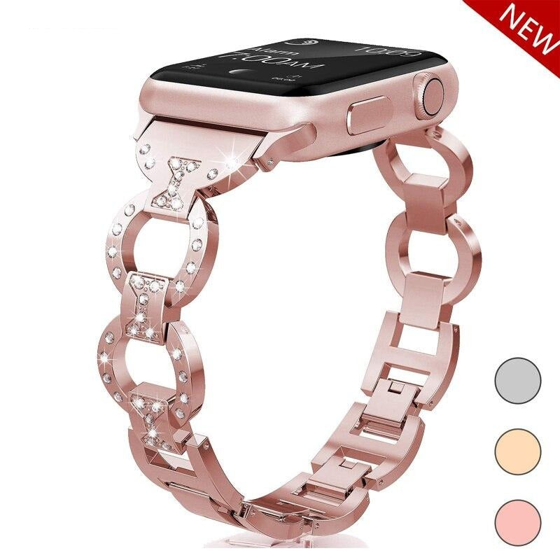 Women Stainless Steel Strap for Apple Watch 40mm 44mm iwatch 5 4 Band Diamond Bracelet for Apple Watch 38mm 42mm Series 3 2 1