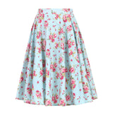Autumn High Waist Skirt Cotton Womens Polka Dot Floral Print Vinatge Swing Pinup Rockabilly 50s Retro Vintage Party Skirts
