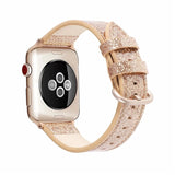 Glitter leather watchband for apple watch band SE 6 5 4 40mm 44mm belt bracelet bands for iWatch Strap series 6 4 3 2 38mm 42mm