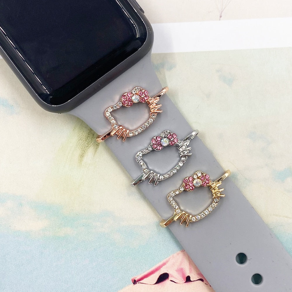 Decorative Ring for Apple Watch Band Charms for Samsung Galaxy Smart Watch Sport Silicone Strap Accessories with Bling Diamond