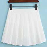 Retro Pink A-line Pleated Short Summer Women Korean Lolita Style Zipper High Waist Tennis Skirt