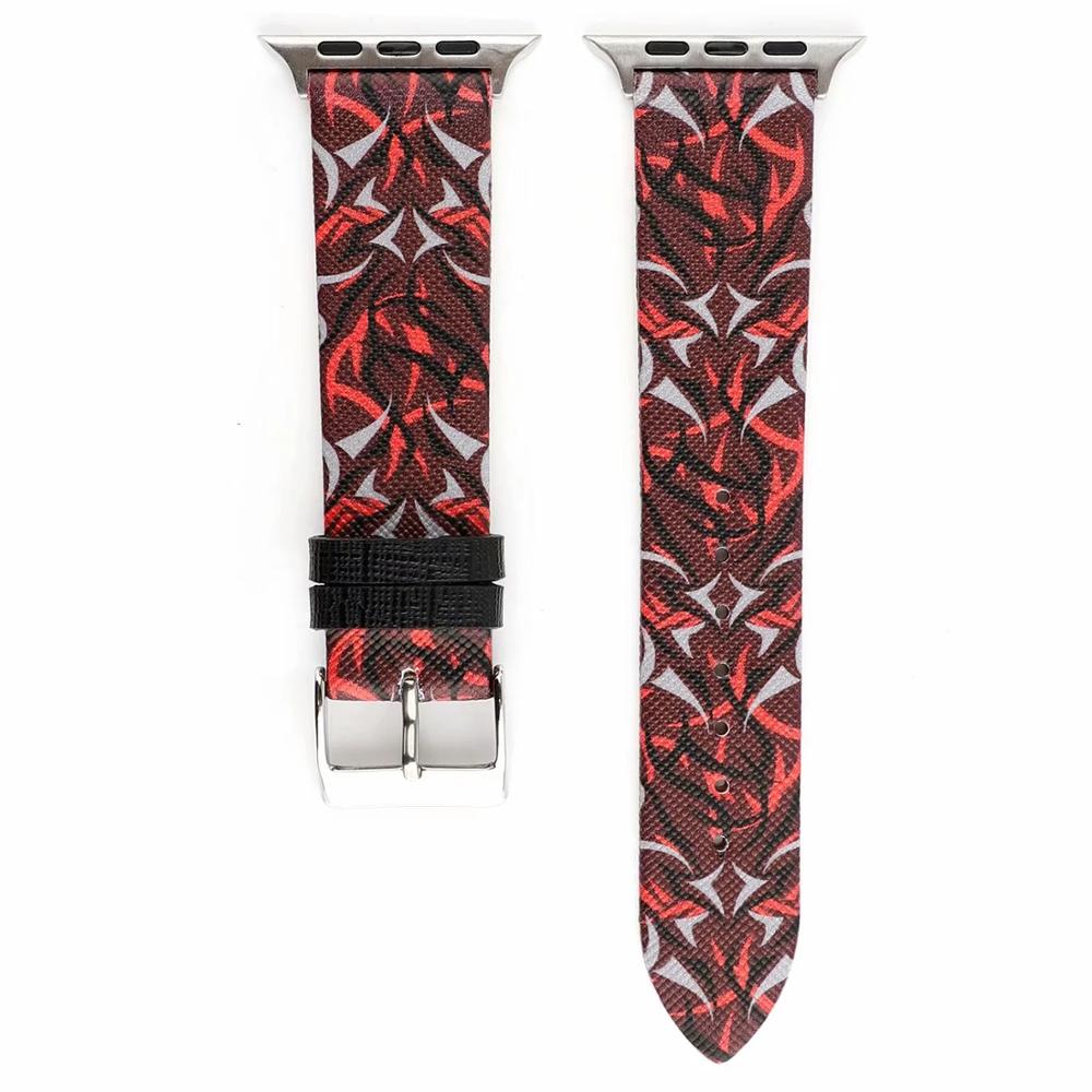 Graffiti Leather Bracelet for Apple Watch Band 6 SE 5 4 40/44mm Belt Wristband Strap for iWatch Bands Series 3 38/42mm Watchband