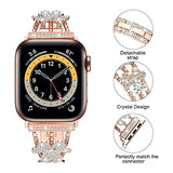 Women&#39;s Jewelry Strap For Apple Watch Band SE 6 5 4 40/44mm Flower Diamond Stainless steel Bracelet For iWatch Series 3 38/42mm