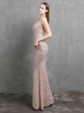 New Strap Women Party Dress Sexy V-neck Long Sequin Evening Dress