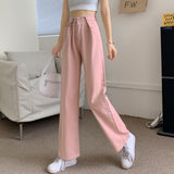 Women High Waist Casual Jeans Korean Style Solid Color All-match Ladies Straight Denim Pants