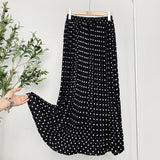 Summer New Vintage Floral Print Chiffon Pleated Skirt Elastic High Waist Casual Midi Skirt