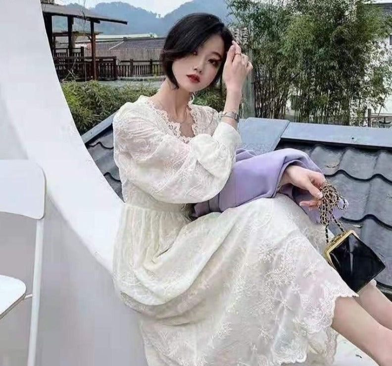 Korean Fashion Vintage Midi Dress Party Long Sleeve Sweet Y2k Dress La jetechband Korean Fashion Vintage Midi Dress Party Long Sleeve Sweet Y2k Dress La jetechband