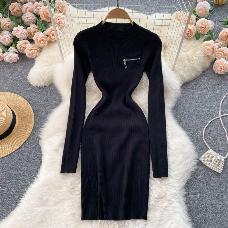 Autumn Winter Elegant Sexy Ribbed Knitted Bodycon Dress Warm High Neck jetechband Autumn Winter Elegant Sexy Ribbed Knitted Bodycon Dress Warm High Neck jetechband