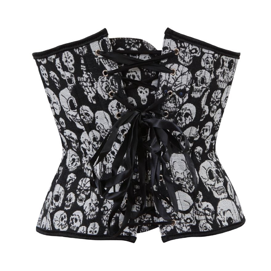 Women Gothic Skull Print Overbust And Underbust Corset Waist Trainer Body Shaper Slim Corset Sexy Bustier Lingerie Top Plus Size
