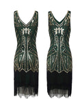 1920s Retro Sequin Tassel Dress Pin Bead Tassel Party Dinner Dress With Accessories