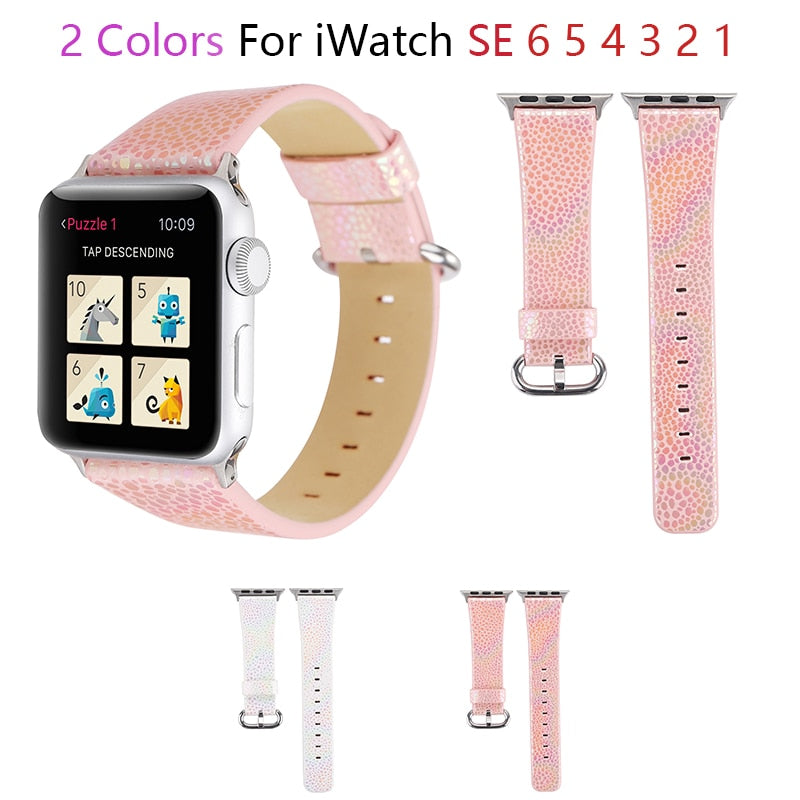 Bright lines leather watchband for apple watch band SE 6 5 40mm 44mm belt bracelet bands for iWatch Strap series 4 3 2 38/42mm