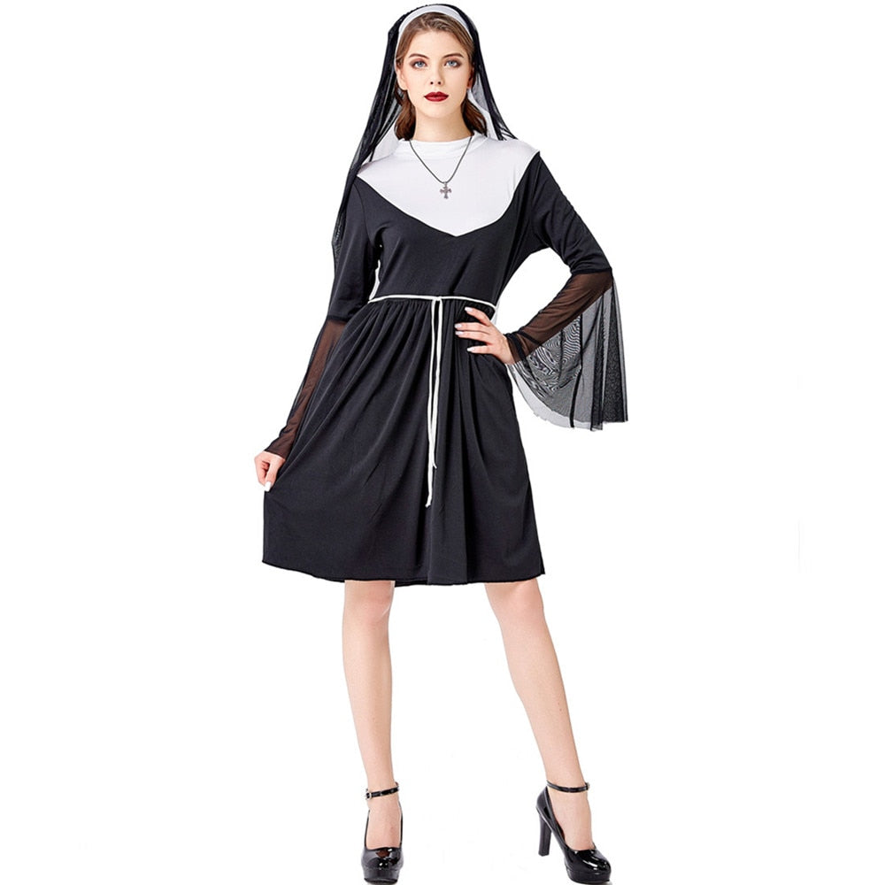 Halloween Costume for Adult Women Sexy Bad Habit Nun Costume Religious –  jetechband