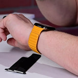 Leather Link strap For Apple watch band 44mm 40mm 38mm 42mm watchabnd original Magnetic Loop bracelet iWatch seires 3 5 4 6 SE