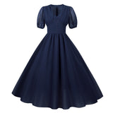 Lavender Ruched V-Neck Buttons Pleated Midi Chiffon Elegant Party High Waist Vintage Long Dress