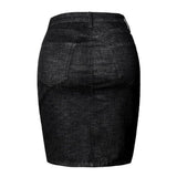 Summer High Waist Denim Sexy Streetwear Party Solid Hollow Out Black Jean Skirts