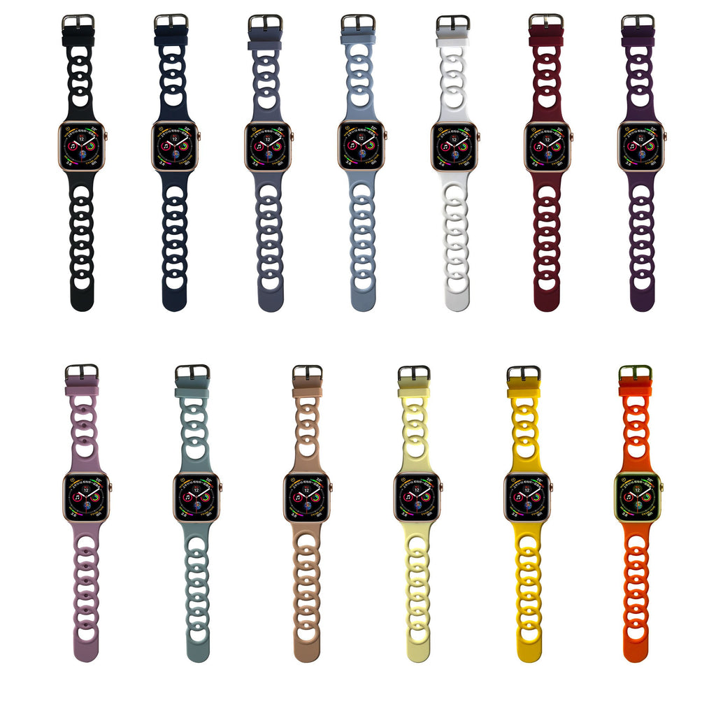 Newest Silicone Band for Apple Watch 40mm 41mm 44mm 45mm Gourmette Soft Sport Bracelet Strap for iwatch Series 7 6 SE 5 4 3 2