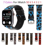 New Leopard leather watchband for apple watch band SE 6 5 4 40mm 44mm belt bracelet bands for iWatch Strap series 3 2 38mm 42mm