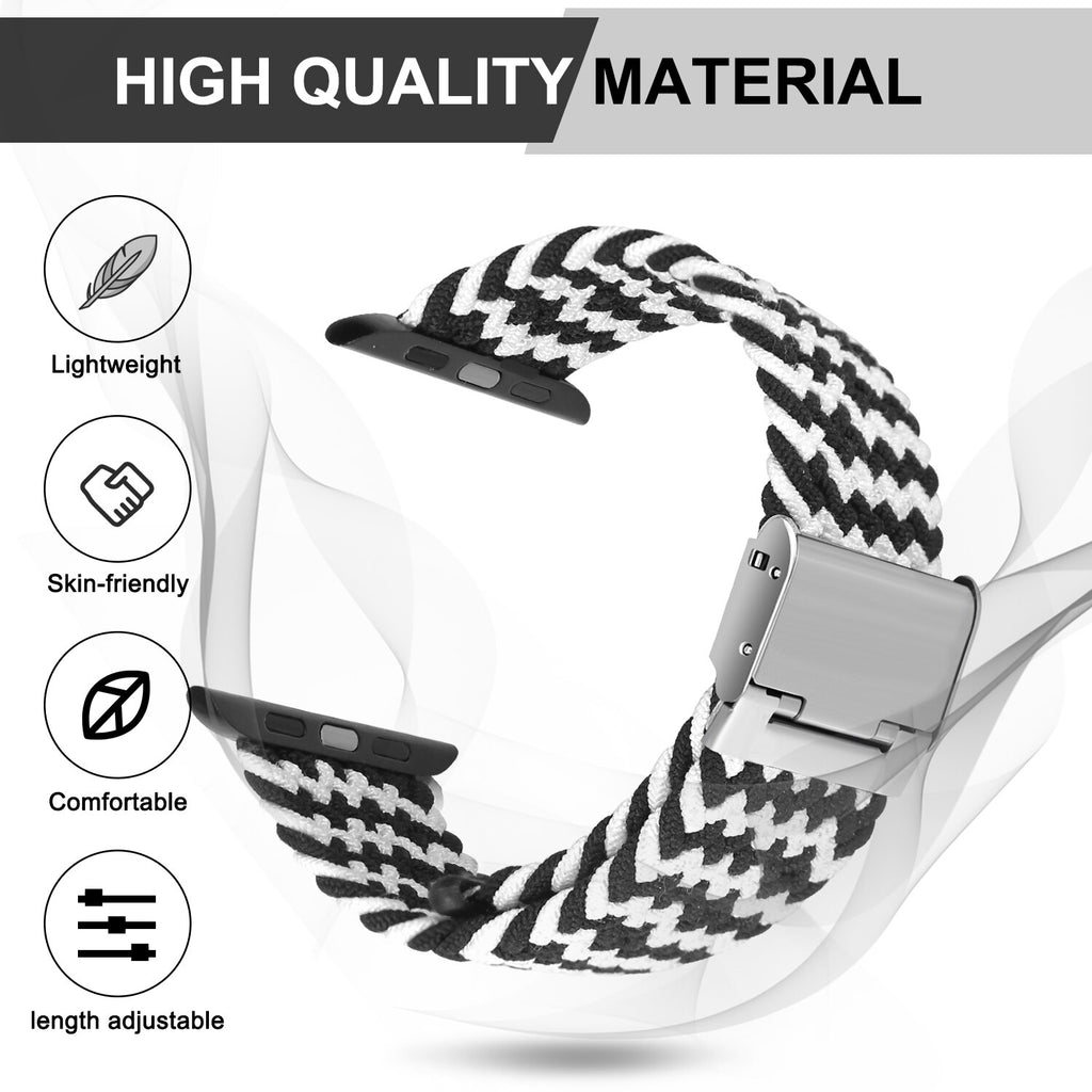 Adjustable Braided For Apple Watch iWatch Bands Series 40mm 44mm 38 40 6/SE/5/4/3 Solo Loop Stretchable Elastics Sport Wristband