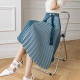 Office Lady Elegant Long Summer Korean Style Solid Color All-match Ladies High Waist A-line Skirt