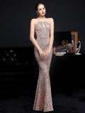 Off Shoulder White Sequin Evening Dress Women Sexy Hollow Out Party Maxi Dress