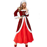 Deluxe Velvet Women Christmas Costume Cosplay Santa Claus Uniform Suit Adults Woman Holiday Xmas Long Dress Robe Gowns
