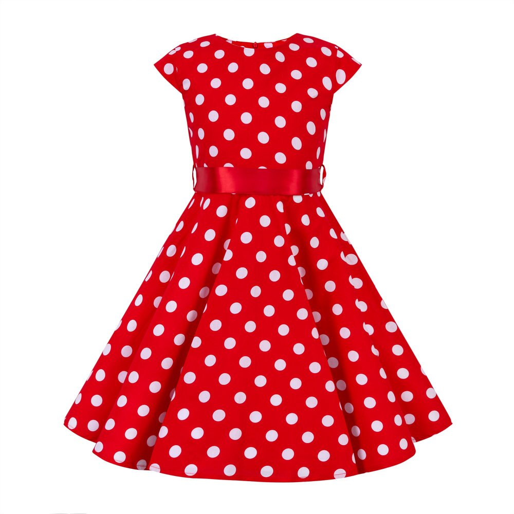 2021 Tunic Midi Kids Baby Girl 50s Vintage Dress Short Sleeve Cherry Strawberry Dresse High Waist Floral Retro Dress for Girl