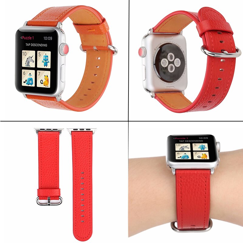 Genuine Leather watchband for apple watch band 6 5 40mm 44mm classic belt bracelet Strap for iWatch bands series 4 3 2 38mm 42mm