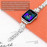 Women&#39;s Jewelry Strap For Apple Watch Band SE 6 5 4 40/44mm Flower Diamond Stainless steel Bracelet For iWatch Series 3 38/42mm