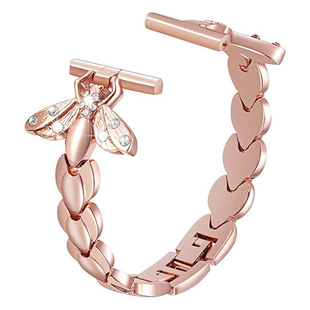Women Jewelry Metal Strap for Apple Watch Band 6 44mm 40mm 38mm 42mm Bee Diamond Belt for iWatch Bands Serie SE 6 5 4 3 Bracelet