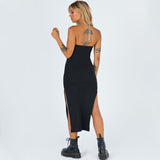 2021 Women Summer Halter Backless Sexy Bodycon Dress Solid Black Sleeveless Strapless Holiday Party Beach Long Dress Streetwear