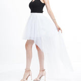 Irregular Tulle Women Summer HLong Party Petticoat Casual Style Punk Goth Black igh Waist Skirt